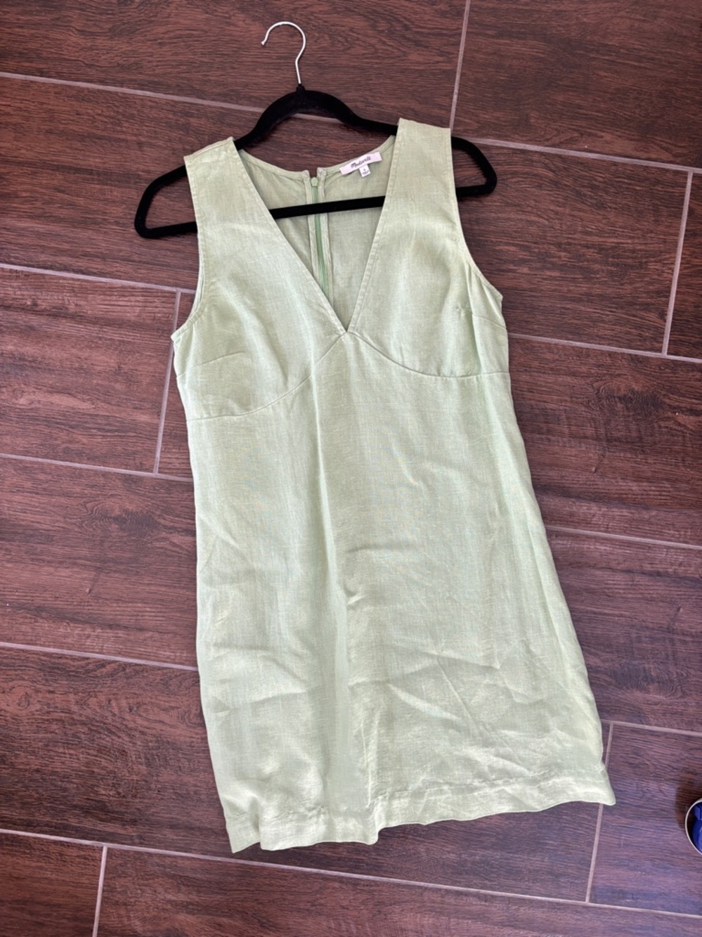 Madewell Spring Green Linen Shift Dress size small